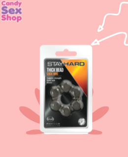 Stay Hard   Thick Bead Cock Ring   Black