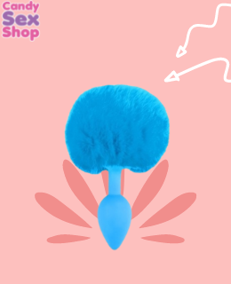 67.  Neon Bunny Tail   Blue (2)