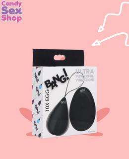 77.  Bang! 10x Vibrating Silicone Egg With Remote Control   Black (ja6077)