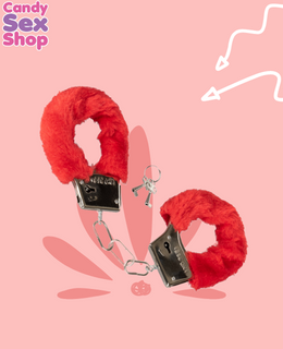 44.  Playful Furry Cuffs   Red (ja6553) (2)