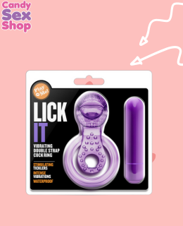 128.  Lick It   Vibrating Double Strap Cock Ring   Purple (ja6911)