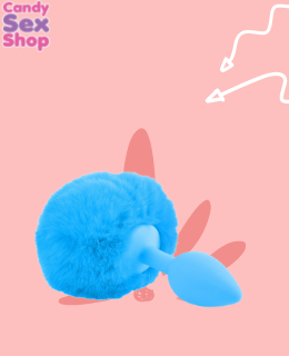 67.  Neon Bunny Tail   Blue (3)